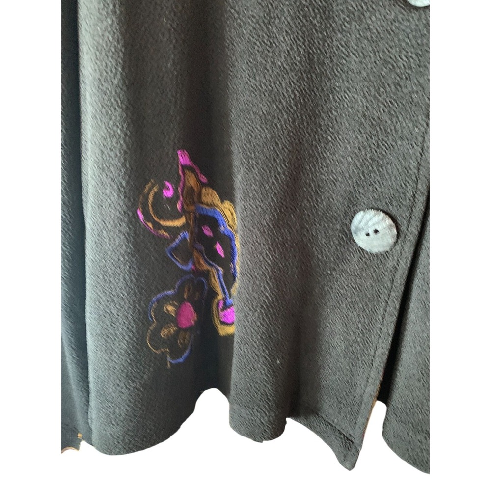 Vintage Mirasol Womens Jacket & Skirt Set Size L Black With Multicolor Cottageco - Picture 2 of 11